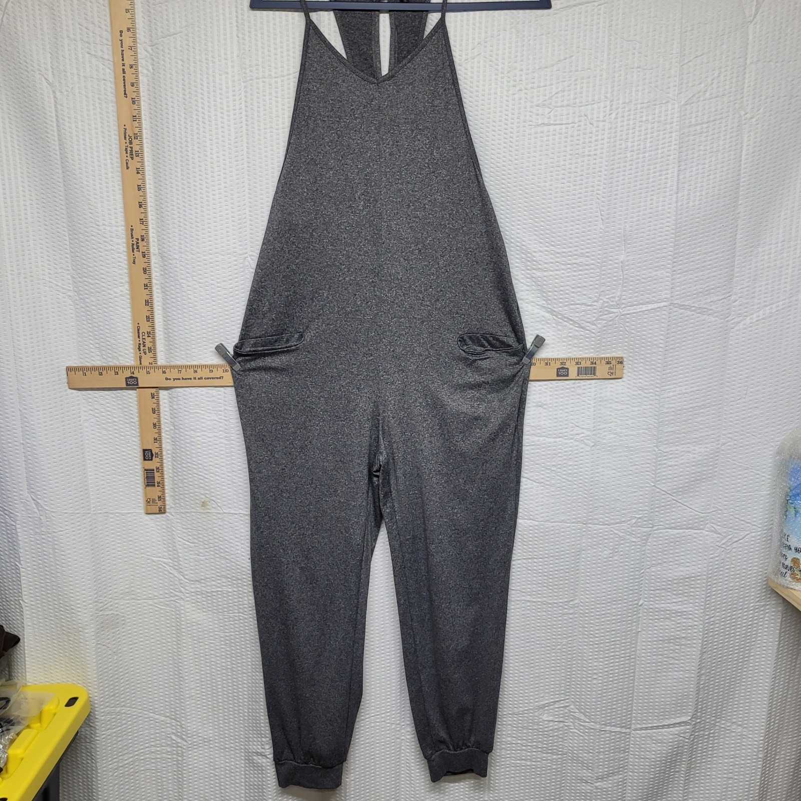 Unbranded Gray Heathered Racerback Harem Jumpsuit Jogger One Piece Small